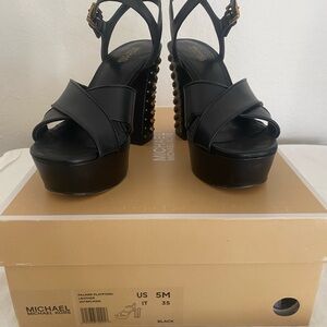 Michael Kors Black and Gold Platform Sandals